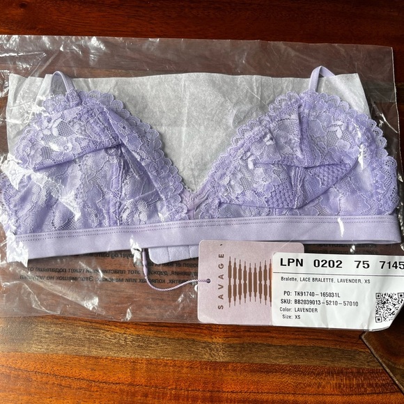 Savage X Fenty Purple Lavender Floral Lace & Mesh Bralette - Picture 11 of 15